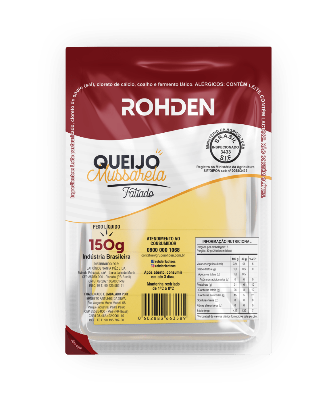 Queijo Mussarela Fatiado 150g